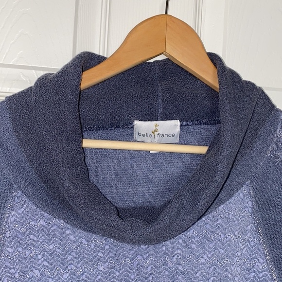 Belle France Cowl Neck Textured Lavender Lagenlook Pullover Tunic Top - Large - Picture 3 of 9